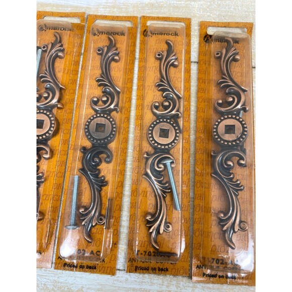 Lot of 4 VTG  Amerock Provincial Antique Copper Cabinet Backplate T-702-AC NOS - Picture 2 of 7